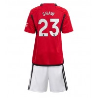 Manchester United Luke Shaw #23 Hemmadräkt Barn 2023-24 Kortärmad (+ Korta byxor)